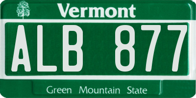VT license plate ALB877