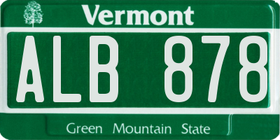 VT license plate ALB878
