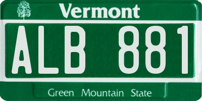VT license plate ALB881