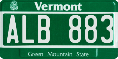 VT license plate ALB883