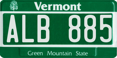 VT license plate ALB885