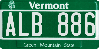 VT license plate ALB886