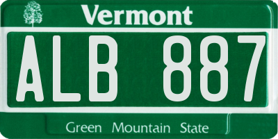 VT license plate ALB887