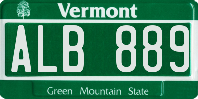 VT license plate ALB889