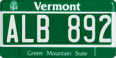 VT license plate ALB892