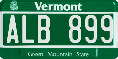 VT license plate ALB899