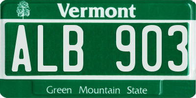 VT license plate ALB903