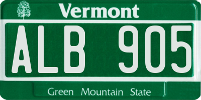VT license plate ALB905