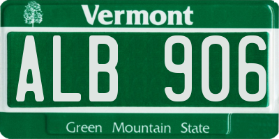 VT license plate ALB906