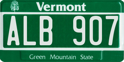 VT license plate ALB907