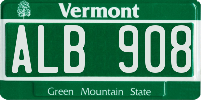 VT license plate ALB908