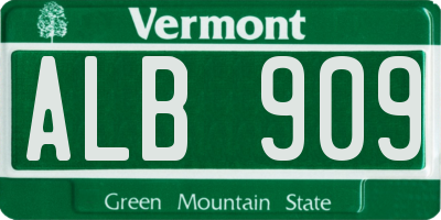 VT license plate ALB909