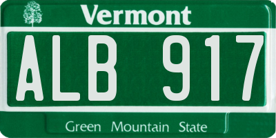 VT license plate ALB917