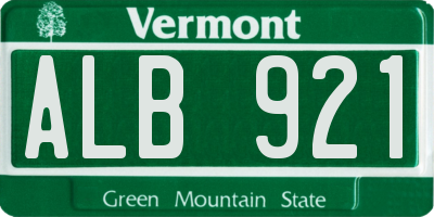 VT license plate ALB921