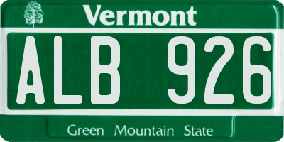 VT license plate ALB926