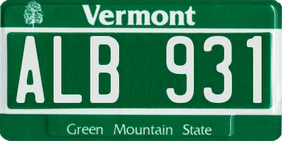 VT license plate ALB931