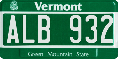 VT license plate ALB932