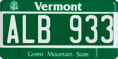 VT license plate ALB933