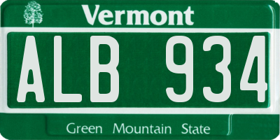 VT license plate ALB934