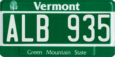 VT license plate ALB935