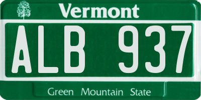 VT license plate ALB937