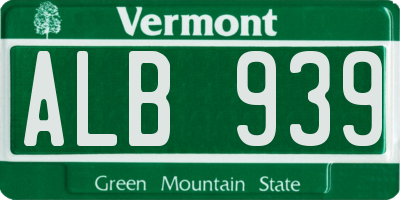 VT license plate ALB939