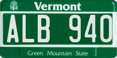 VT license plate ALB940