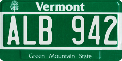VT license plate ALB942