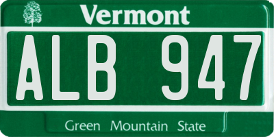 VT license plate ALB947