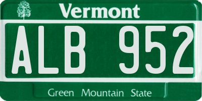 VT license plate ALB952