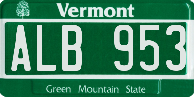VT license plate ALB953
