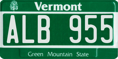 VT license plate ALB955