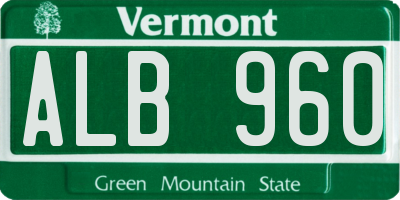 VT license plate ALB960