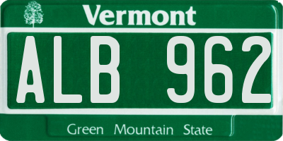 VT license plate ALB962