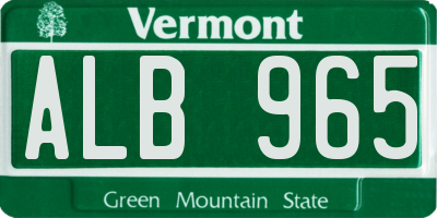 VT license plate ALB965