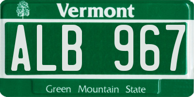 VT license plate ALB967