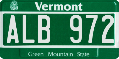 VT license plate ALB972