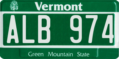 VT license plate ALB974