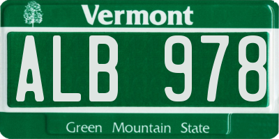 VT license plate ALB978