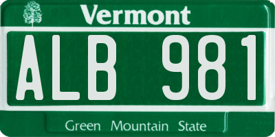 VT license plate ALB981