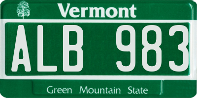 VT license plate ALB983
