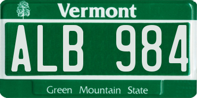 VT license plate ALB984