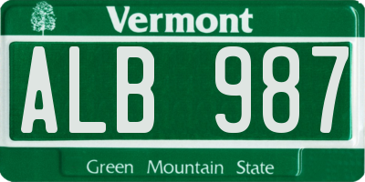 VT license plate ALB987