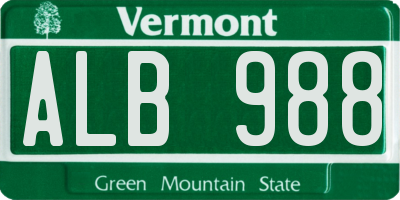 VT license plate ALB988