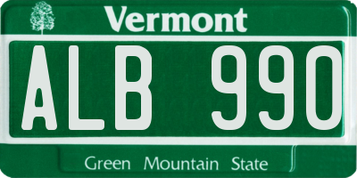 VT license plate ALB990