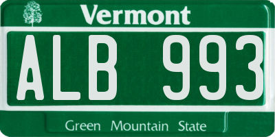 VT license plate ALB993
