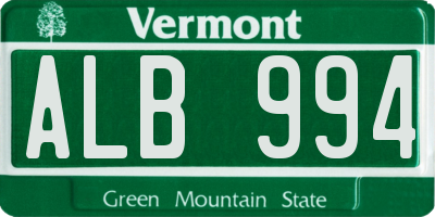 VT license plate ALB994