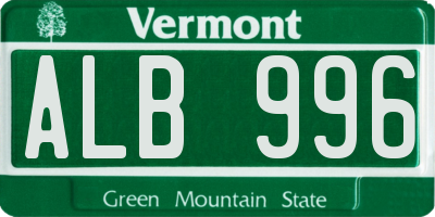 VT license plate ALB996