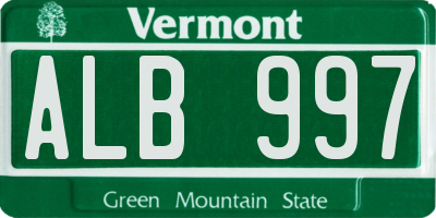VT license plate ALB997