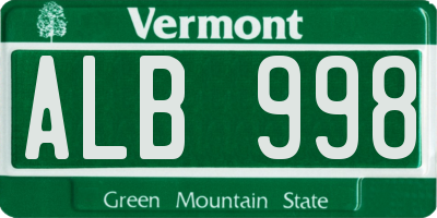 VT license plate ALB998